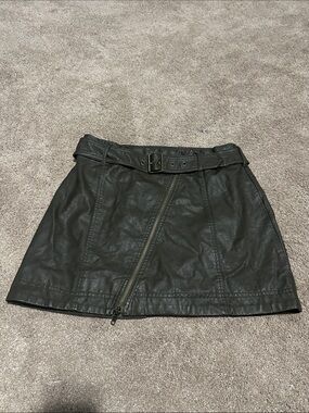 Free People Faux Leather Belted Mini Skirt